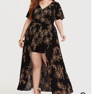 Torrid Black Floral Challis Walkthrough Romper